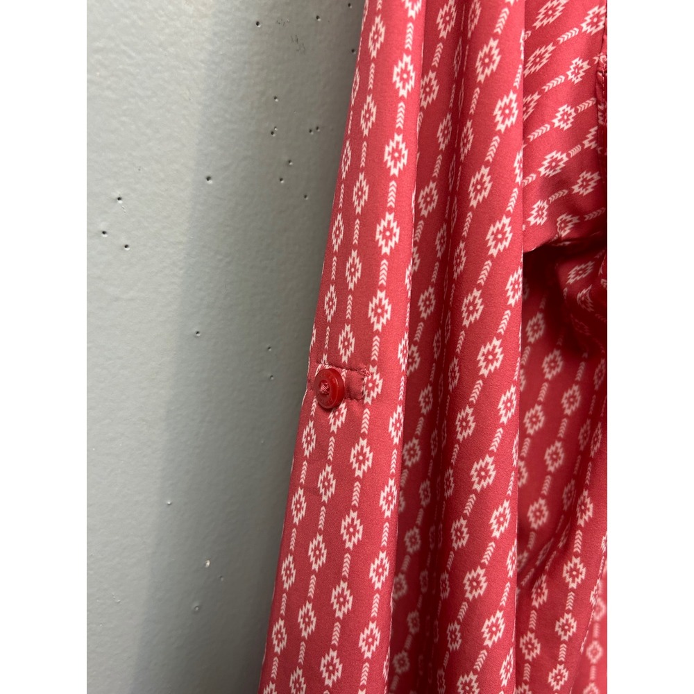 Ariat Shirt Womens Large Red Southwestern AriatTEK Performance Western Button Up - Picture 10 of 11